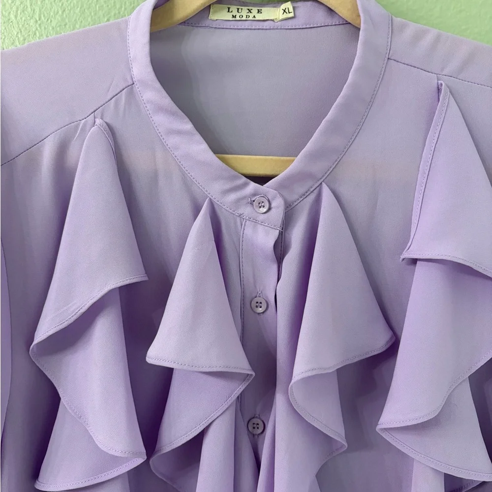 Lavender Moda Luxe Ruffle Blouse - Picture 2 of 3